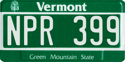 VT license plate NPR399