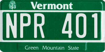 VT license plate NPR401