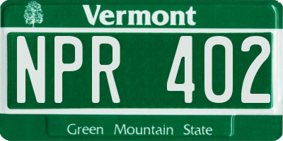 VT license plate NPR402
