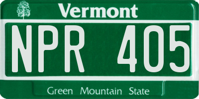VT license plate NPR405