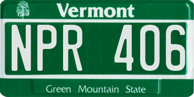 VT license plate NPR406
