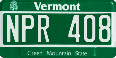 VT license plate NPR408