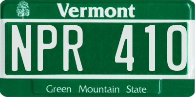 VT license plate NPR410