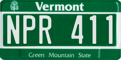 VT license plate NPR411