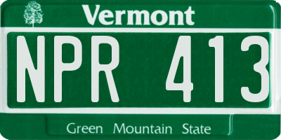 VT license plate NPR413