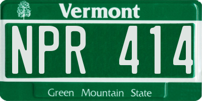 VT license plate NPR414
