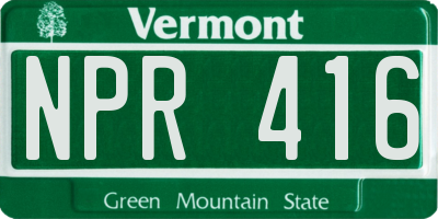 VT license plate NPR416