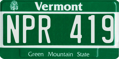 VT license plate NPR419