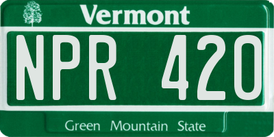VT license plate NPR420