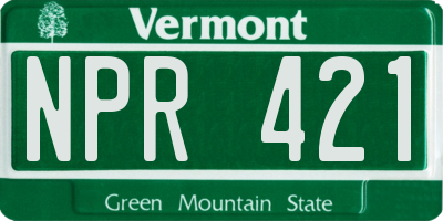 VT license plate NPR421
