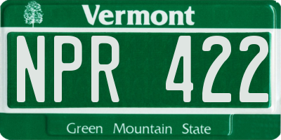 VT license plate NPR422