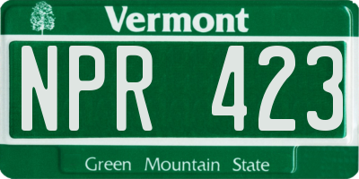 VT license plate NPR423