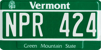 VT license plate NPR424