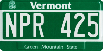 VT license plate NPR425