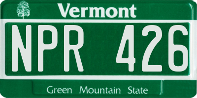 VT license plate NPR426