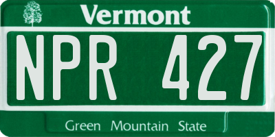 VT license plate NPR427