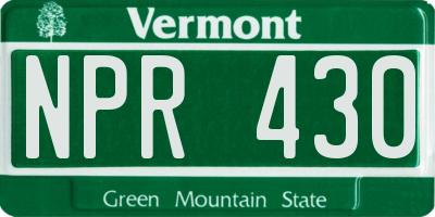 VT license plate NPR430