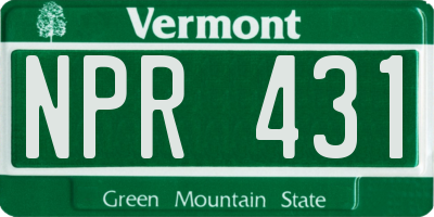 VT license plate NPR431
