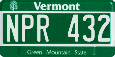 VT license plate NPR432