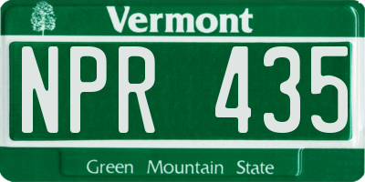 VT license plate NPR435