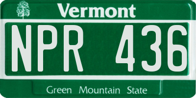VT license plate NPR436