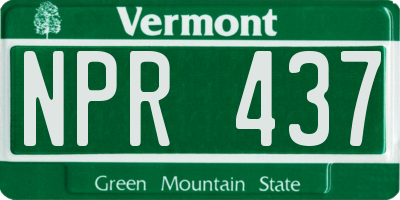 VT license plate NPR437