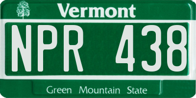 VT license plate NPR438