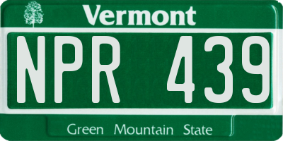 VT license plate NPR439