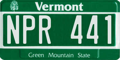 VT license plate NPR441