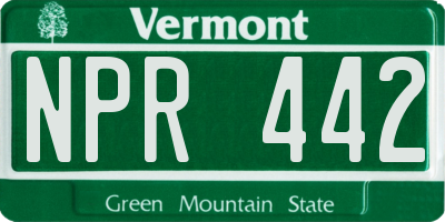VT license plate NPR442
