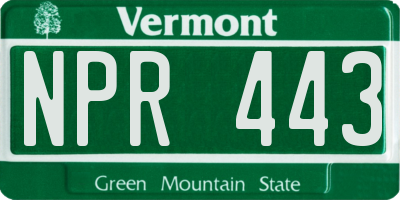 VT license plate NPR443