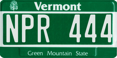 VT license plate NPR444