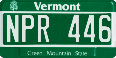 VT license plate NPR446