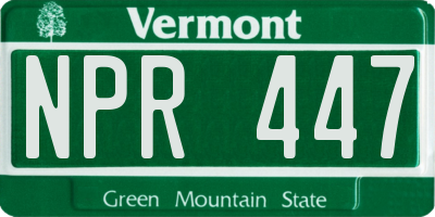 VT license plate NPR447