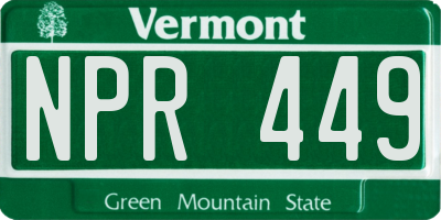 VT license plate NPR449