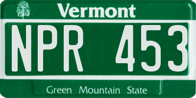 VT license plate NPR453