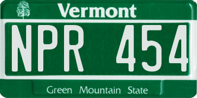 VT license plate NPR454