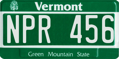 VT license plate NPR456
