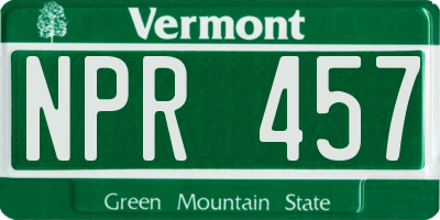 VT license plate NPR457