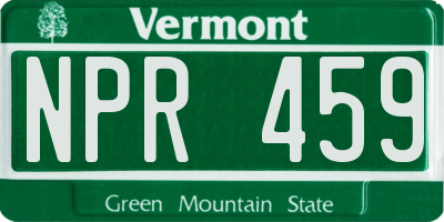 VT license plate NPR459