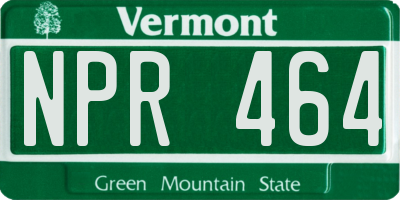 VT license plate NPR464