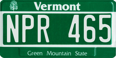 VT license plate NPR465