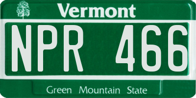 VT license plate NPR466