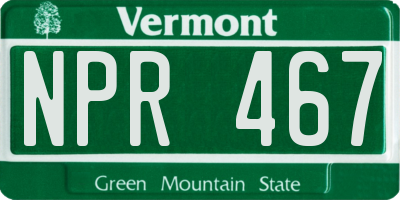 VT license plate NPR467