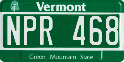 VT license plate NPR468