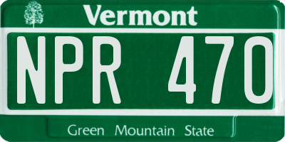 VT license plate NPR470
