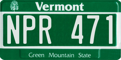 VT license plate NPR471