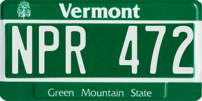 VT license plate NPR472
