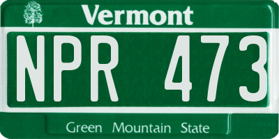 VT license plate NPR473