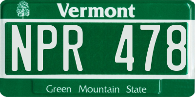 VT license plate NPR478